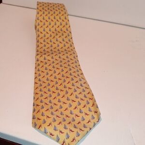 Salvatore Ferragamo Yellow and Red Silk Tie Geometric Pattern Tasteful Classic